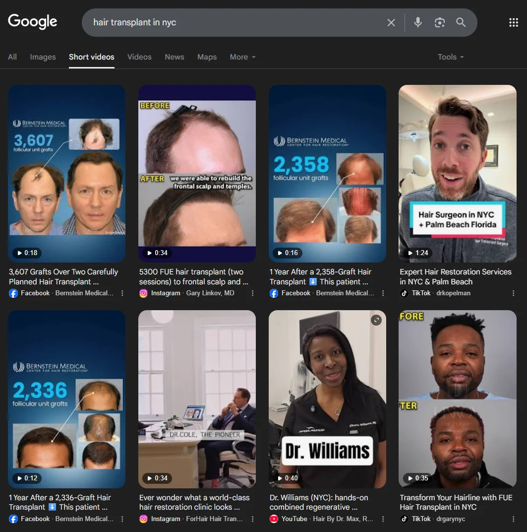 As you can see, 2 out of the first 8 searches come from Instagram